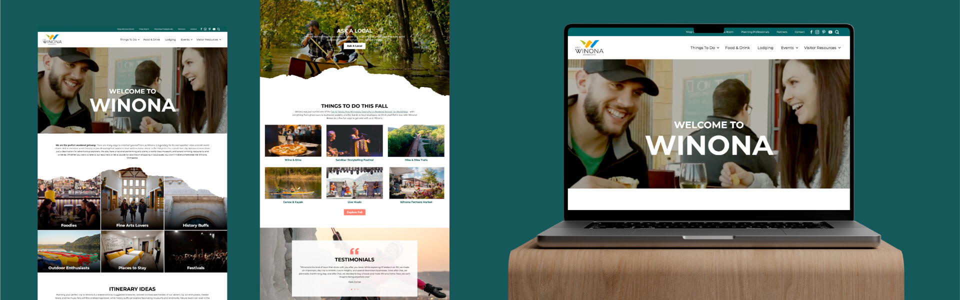 Winona tourism website displayed on laptop and mobile