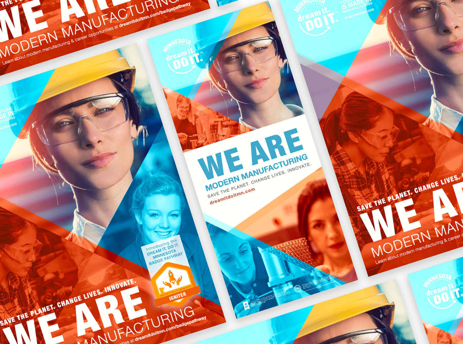 Collage promoting modern manufacturing initiatives